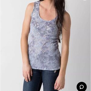 T Party Gray/Dusty Purple Lace & Crochet Tank Top Women’s Size Large